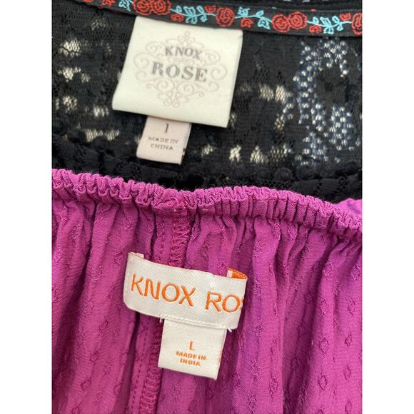 Knox Rose XL Lace Ruffle Boho Cottagecore Shirts Tops Lot Of 2 Eyelet - Picture 5 of 13